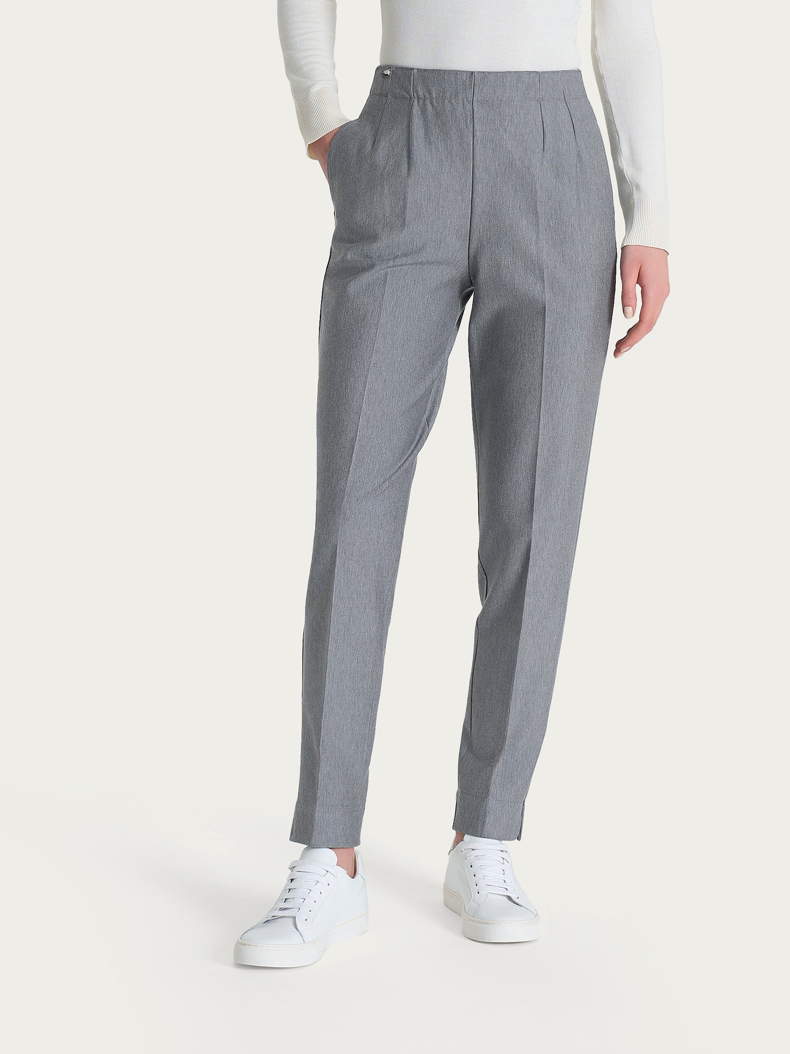 Pantalone a carota con tasche in tessuto Compact Neri Donna - Ragno