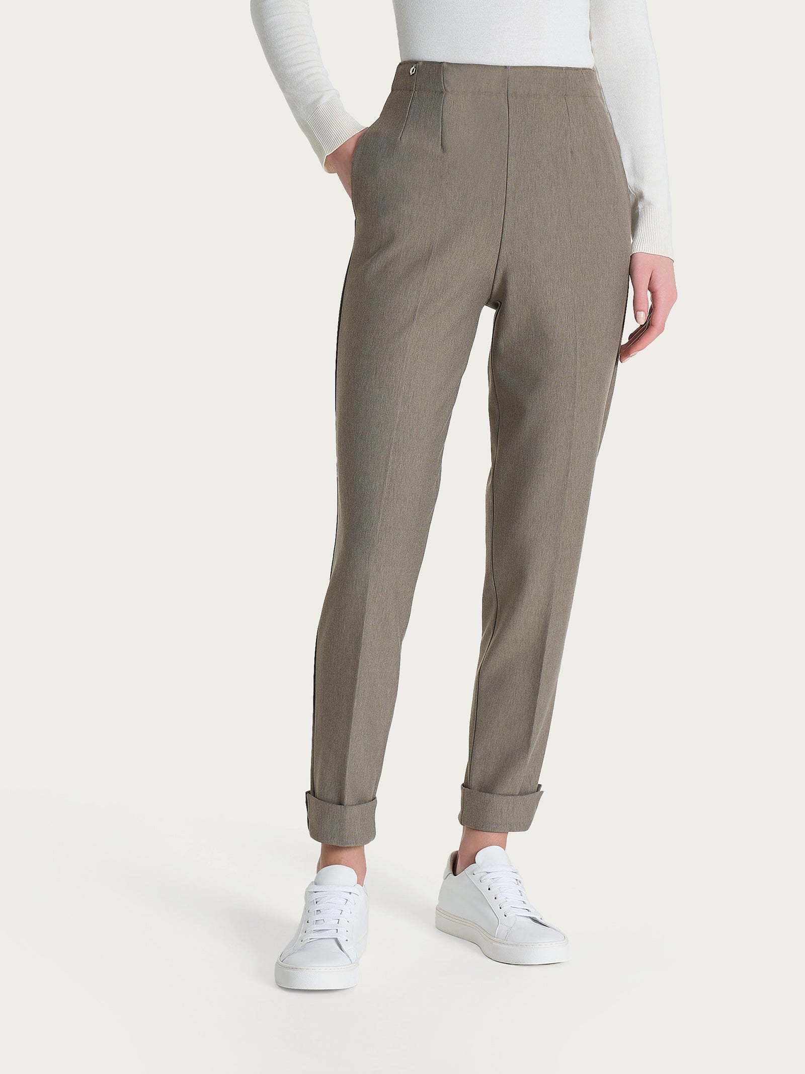 Pantalone a carota con tasche in tessuto Compact Grigi Donna - Ragno