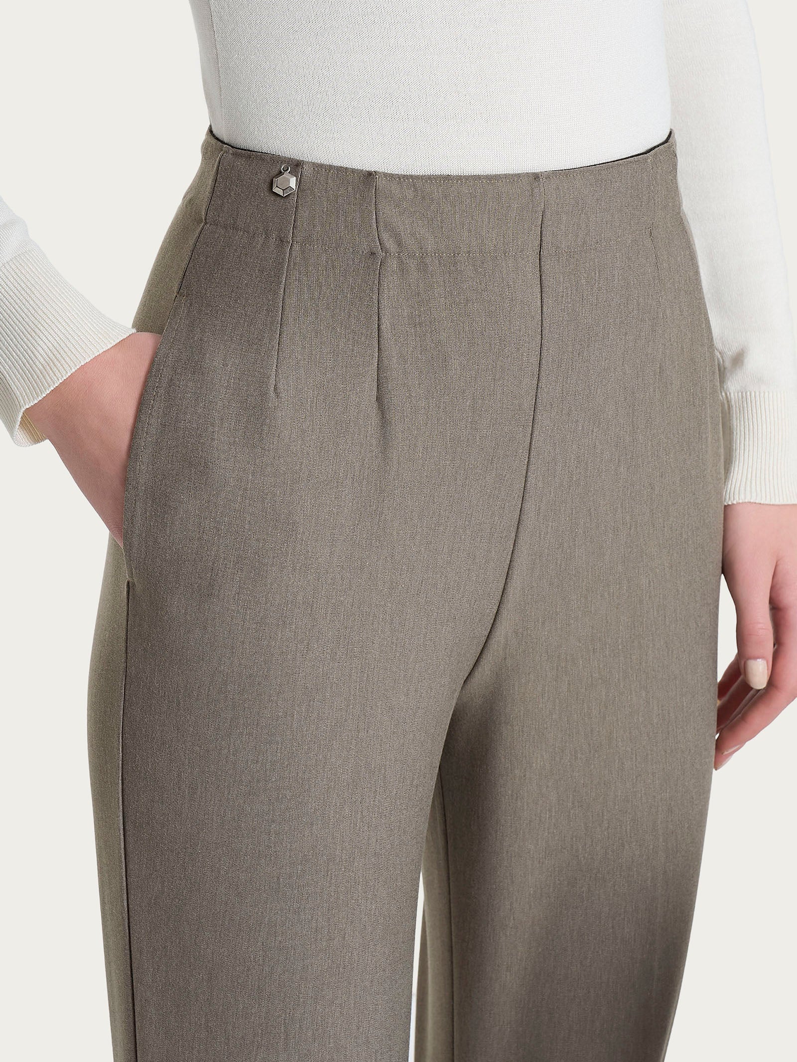 Pantalone a carota con tasche in tessuto Compact Grigi Donna - Ragno