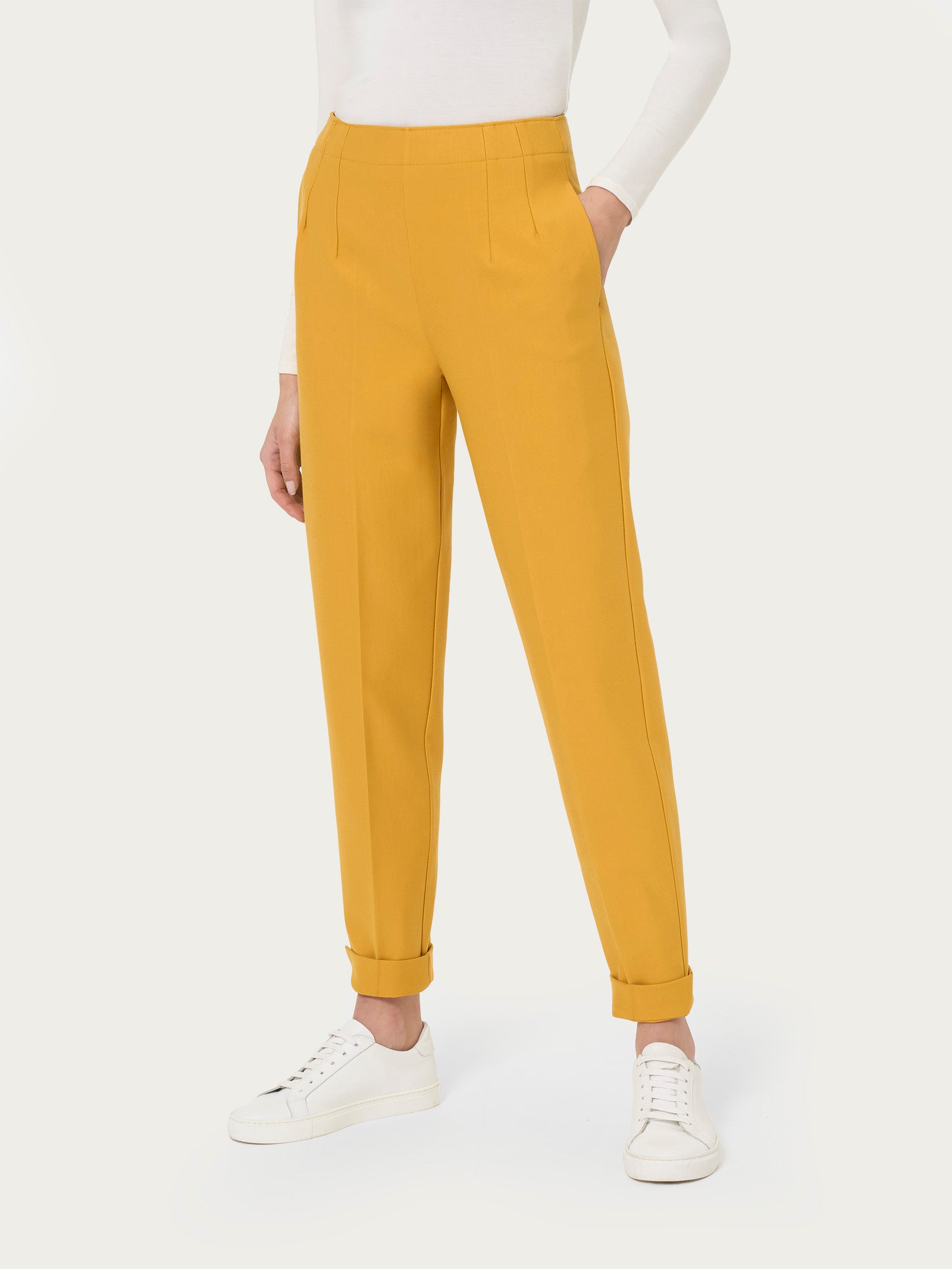 Pantalone a carota con tasche in tessuto Compact Gialli Donna - Ragno