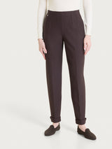 Pantalone a carota con tasche in tessuto Compact Marroni Donna - Ragno