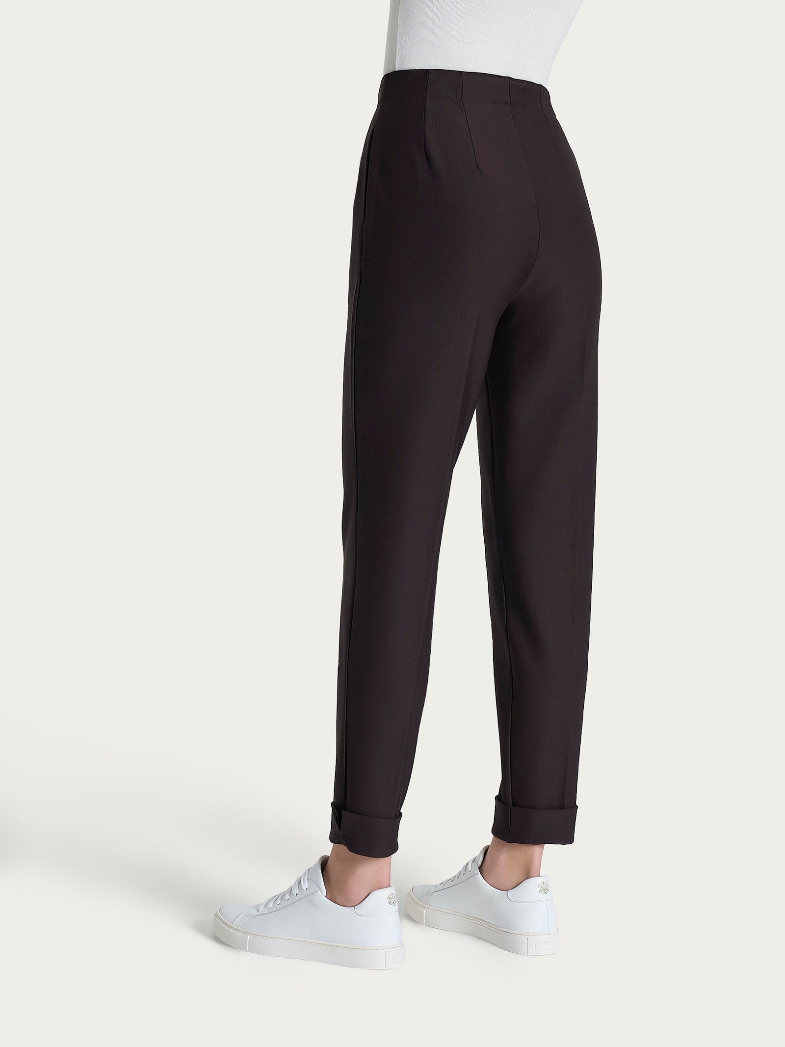 Pantalone a carota con tasche in tessuto Compact Marroni Donna - Ragno