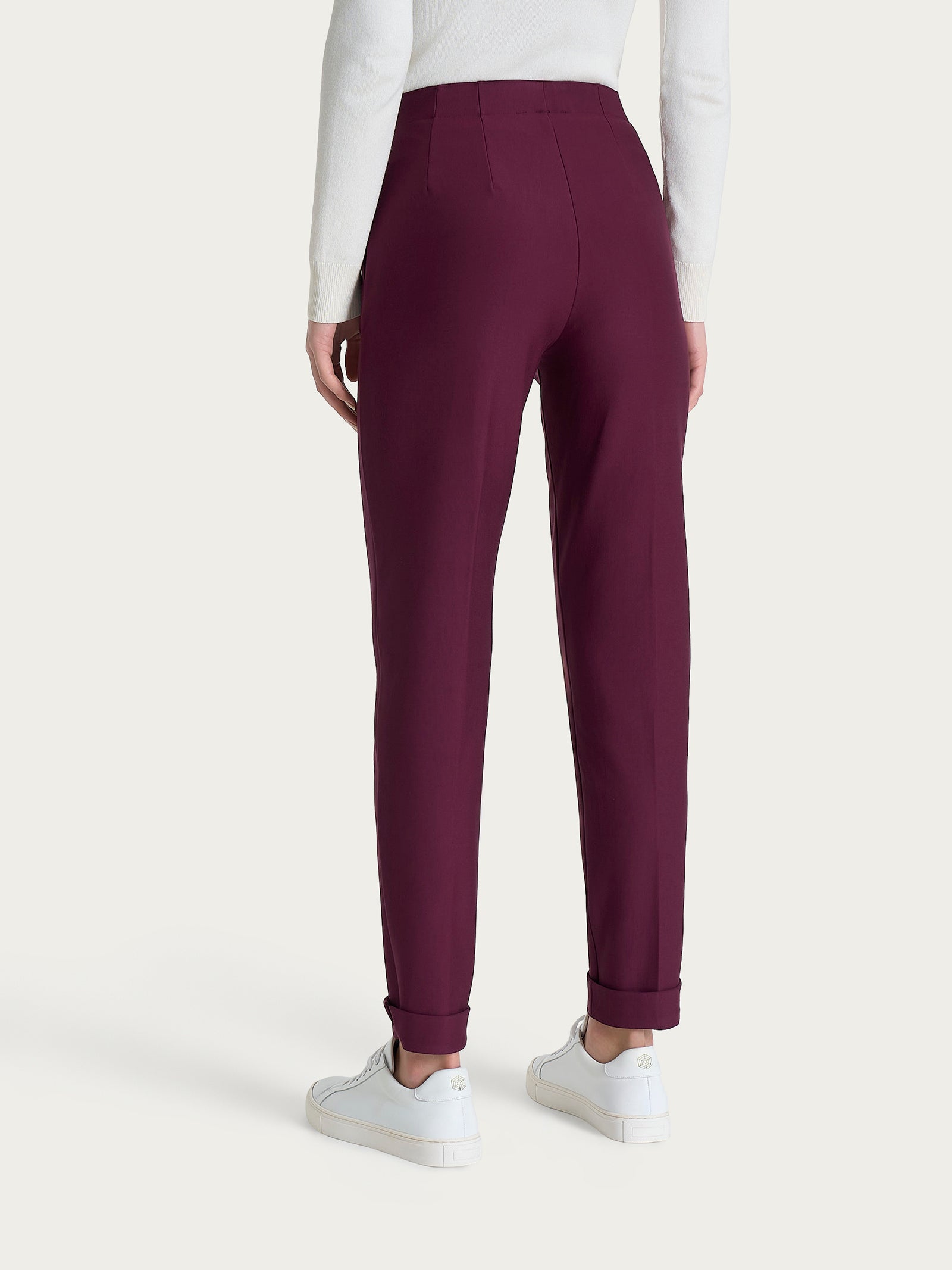 Pantalone a carota con tasche in tessuto Compact Viola Donna - Ragno