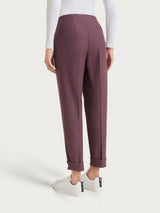 Pantalone a carota con tasche in tessuto Compact Viola Donna - Ragno