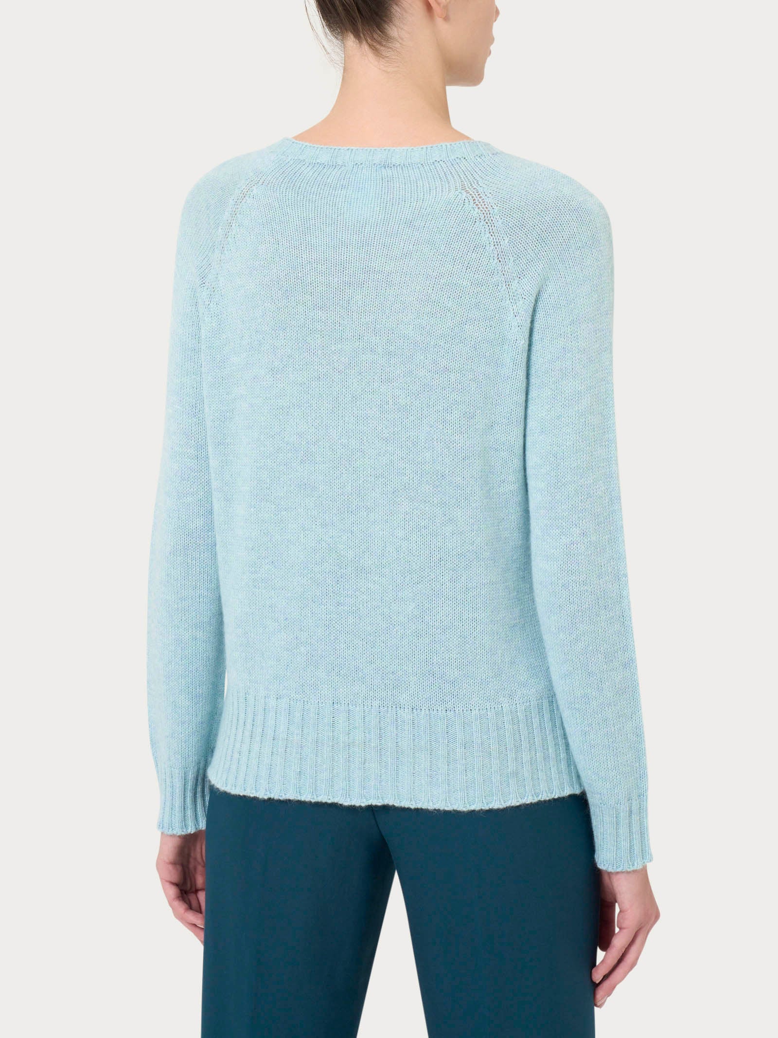 Angora blend crew neck sweater Nile Blue – Ragno - Main Image