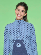 Pigiama serafino a collo alto con pois in Cotton Eco Pile -  - Ragno