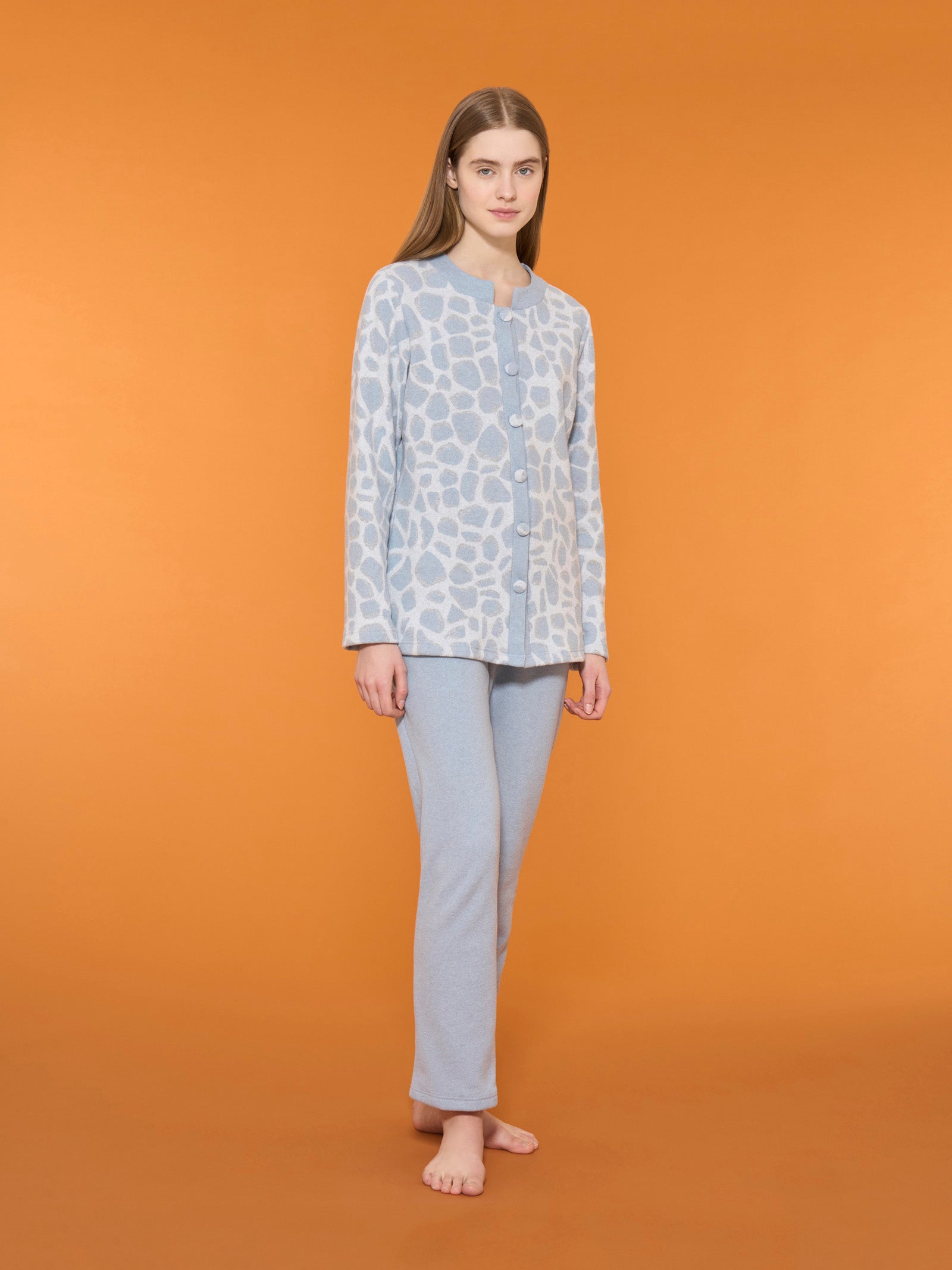 Pigiama aperto con fantasia animalier in cotton eco pile -  - Ragno