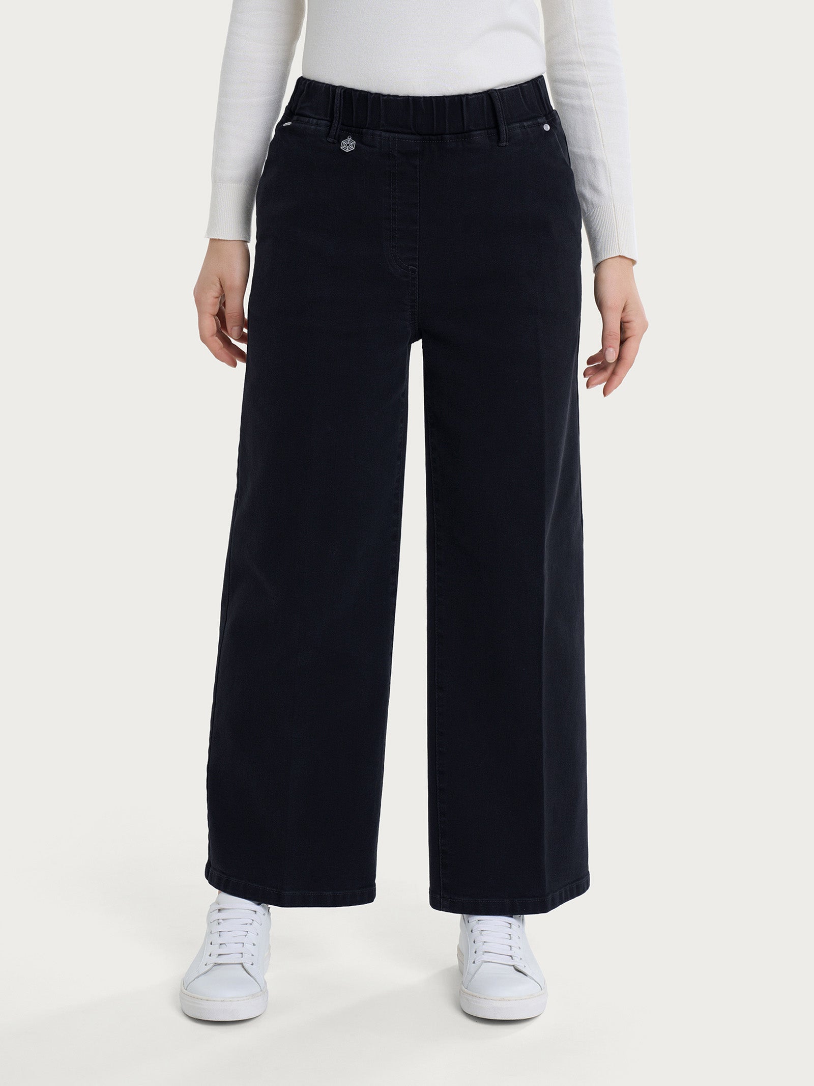 Jeans alla caviglia con tasche in Super Denim Neri Donna - Ragno