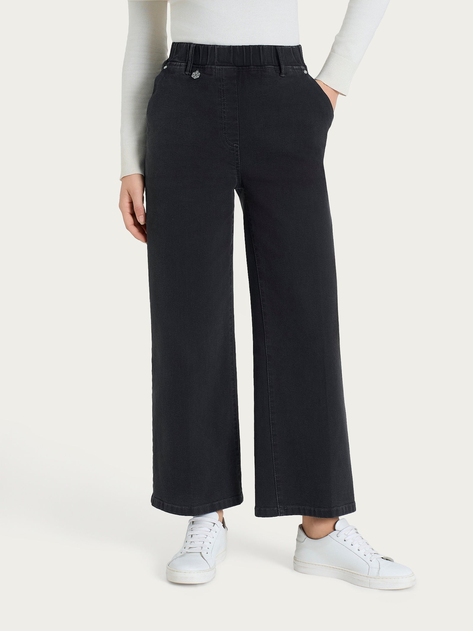 Jeans alla caviglia con tasche in Super Denim Neri Donna - Ragno