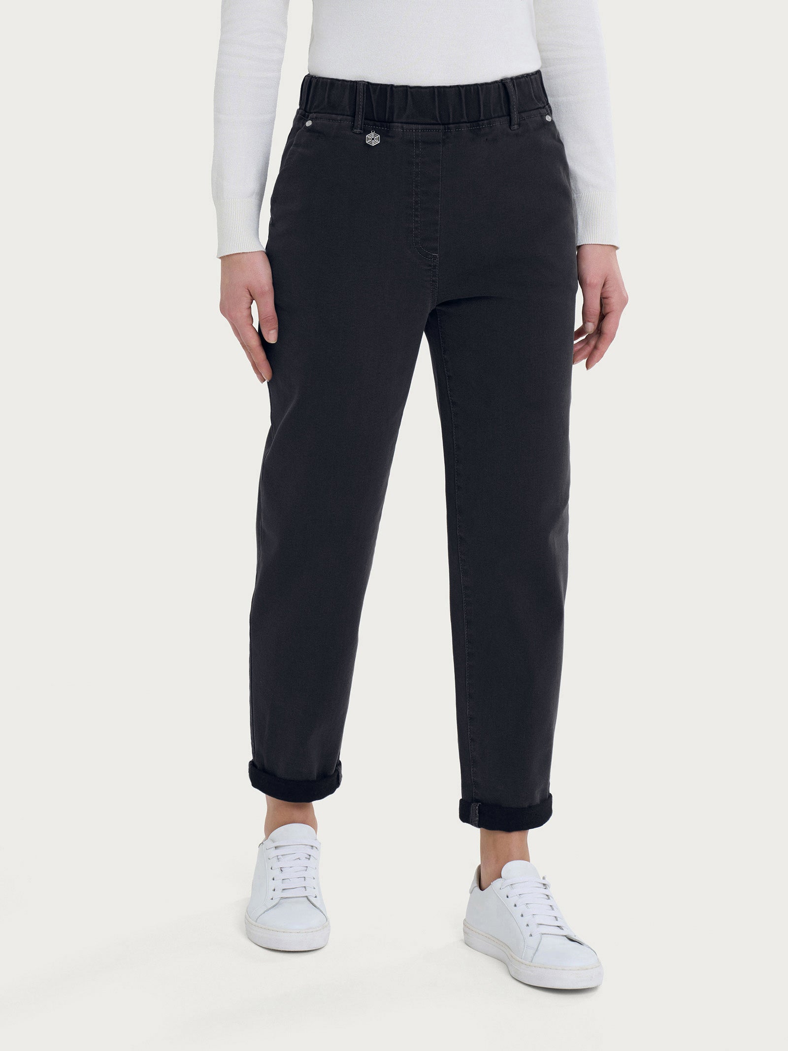 Jeans a carota con tasche in Super Denim Neri Donna - Ragno
