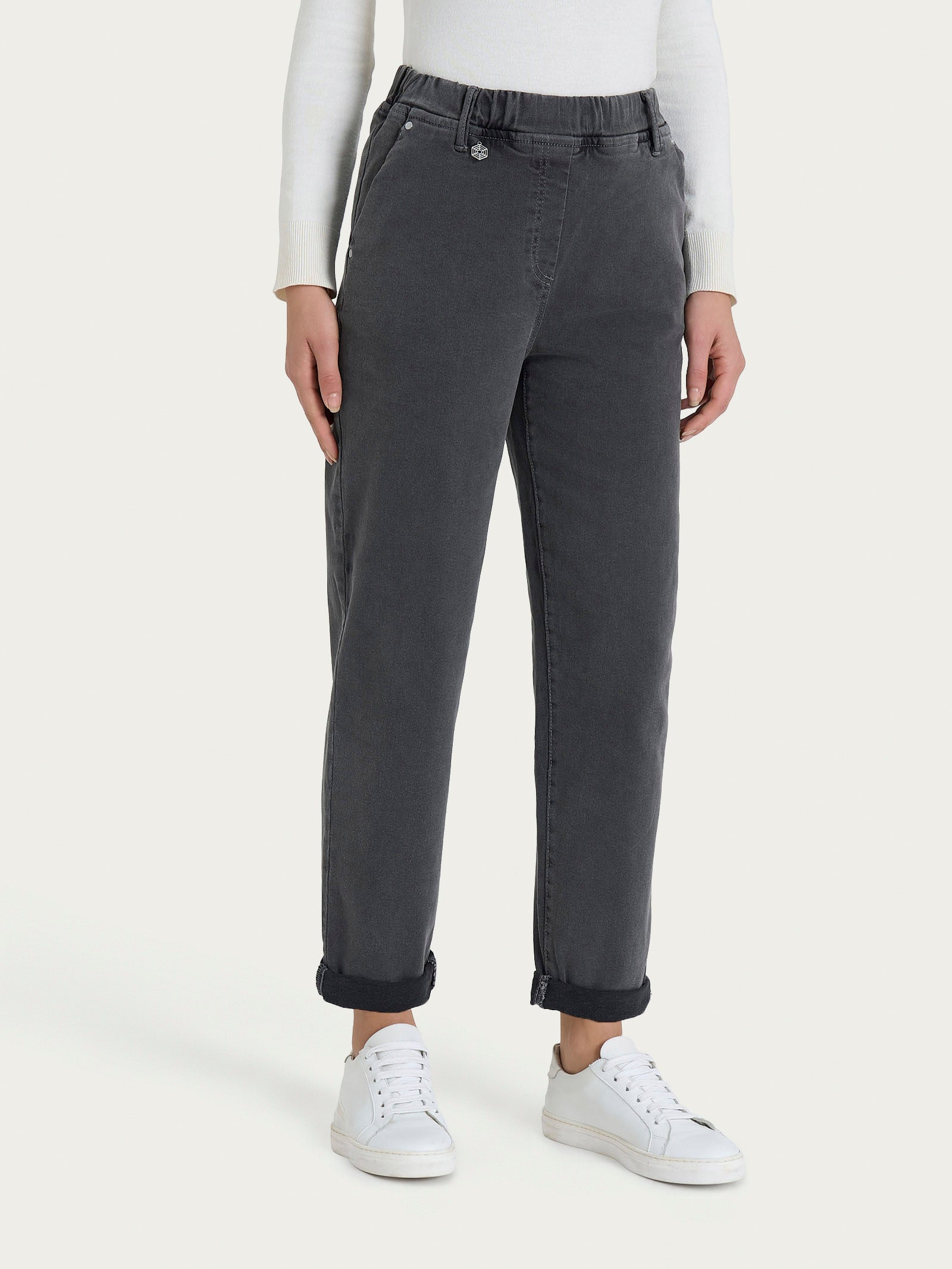 Jeans a carota con tasche in Super Denim Neri Donna - Ragno