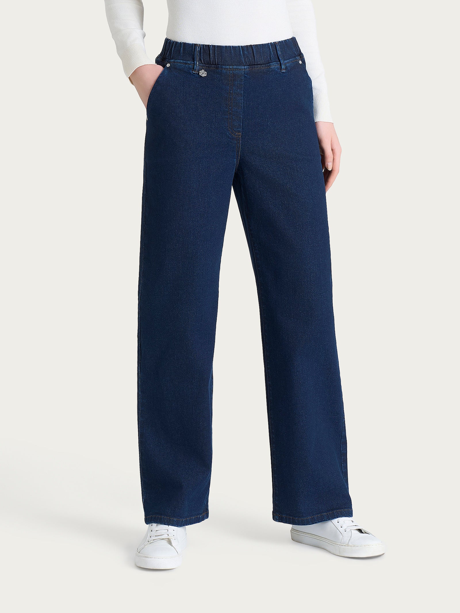 Jeans ampio con tasche in Super Denim Blu Donna - Ragno