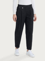Jeans a carota con tasche e pinces in Super Denim Neri Donna - Ragno