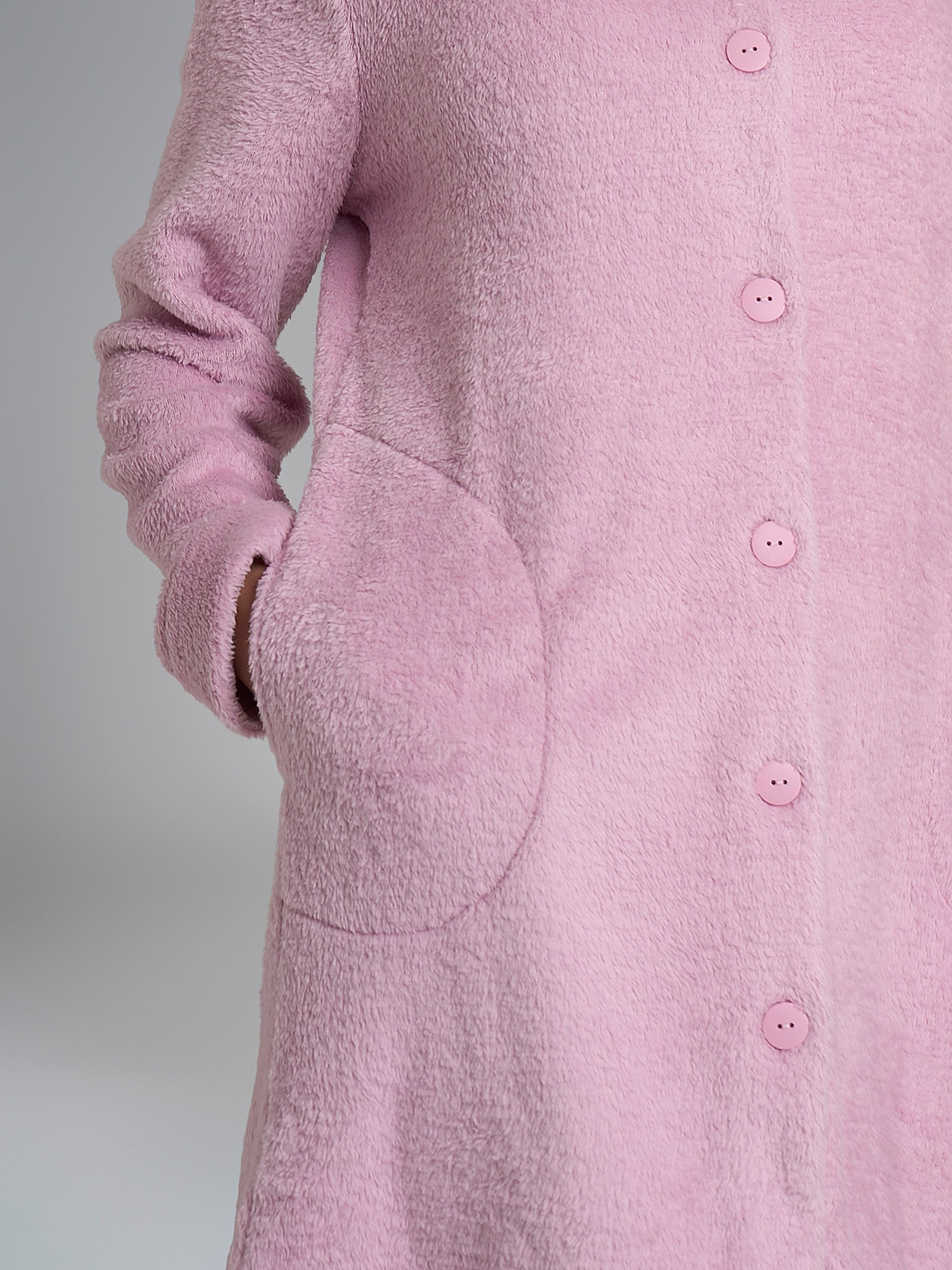 Vestaglia corta con bottoni in Polar Fleece Rosa Donna - Ragno