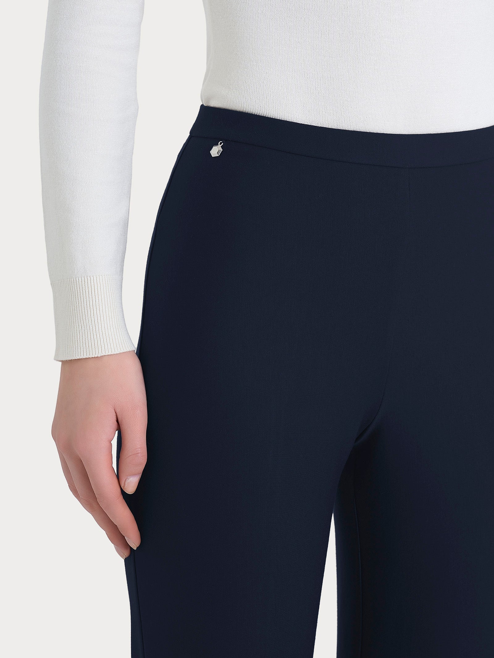 Pantalone modellante dritto con tasche in Compact Blu Donna - Ragno