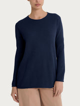 Maglia a manica lunga con punto rete in puro cotone Blu Donna - Ragno