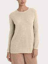 Maglia a manica lunga con punto rete in puro cotone Marroni Donna - Ragno