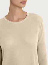 Maglia a manica lunga con punto rete in puro cotone Marroni Donna - Ragno