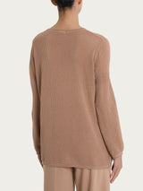 Maglia a manica lunga con punto rete in puro cotone Marroni Donna - Ragno