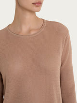 Maglia a manica lunga con punto rete in puro cotone Marroni Donna - Ragno