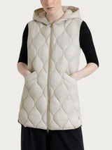 Bianco Women's Onion Quilt Hooded Sleeveless Down Jacket - Ragno