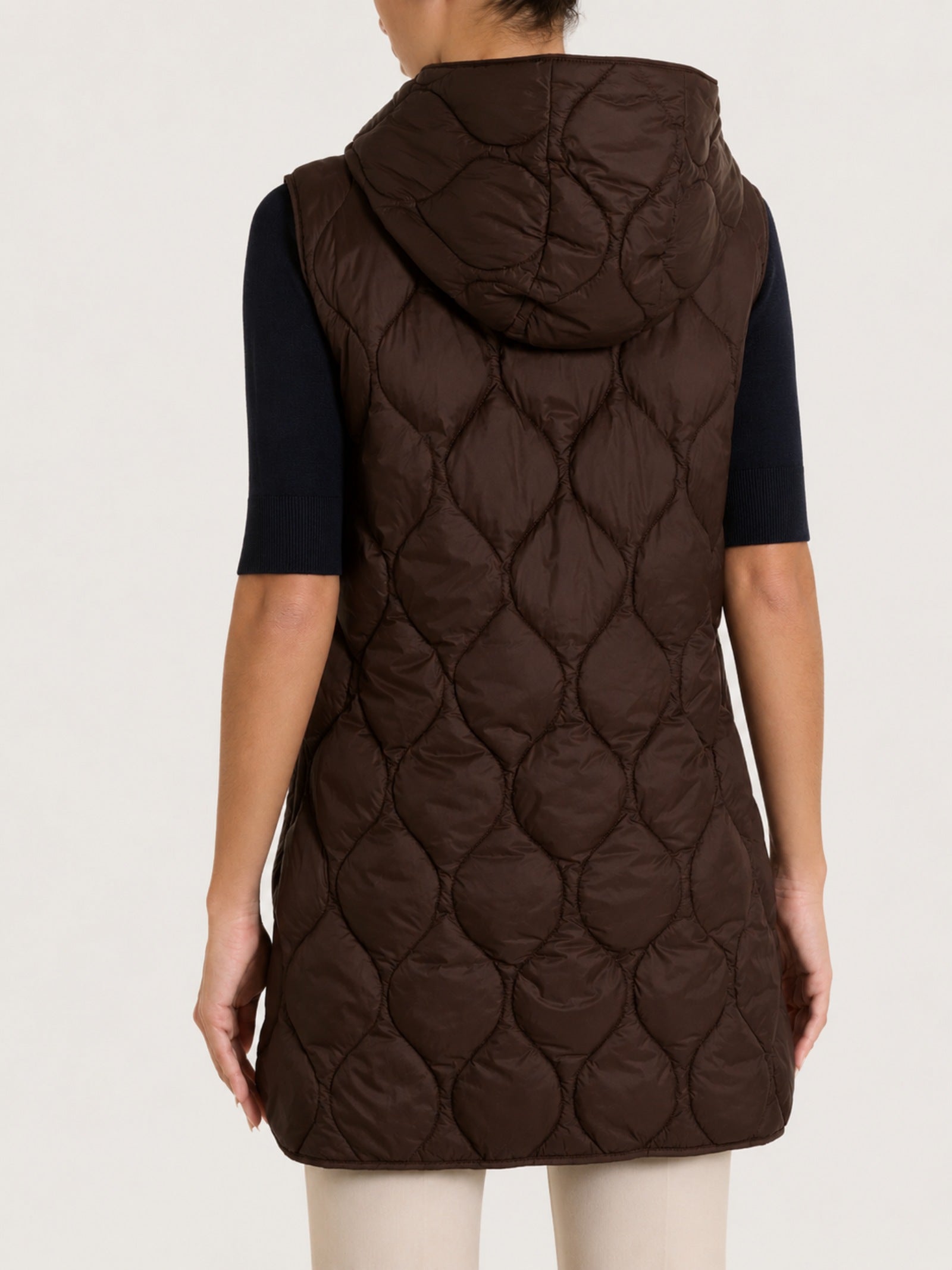 Piumino puffer smanicato con cappuccio Onion Quilt Marroni Donna - Ragno