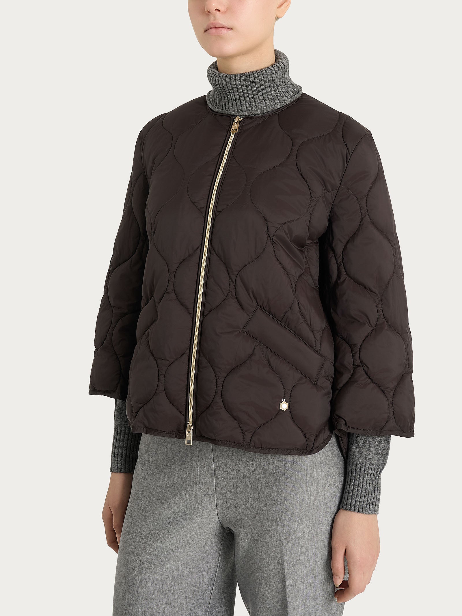 Piumino puffer Onion Quilt con manica 3/4 Marroni Donna - Ragno