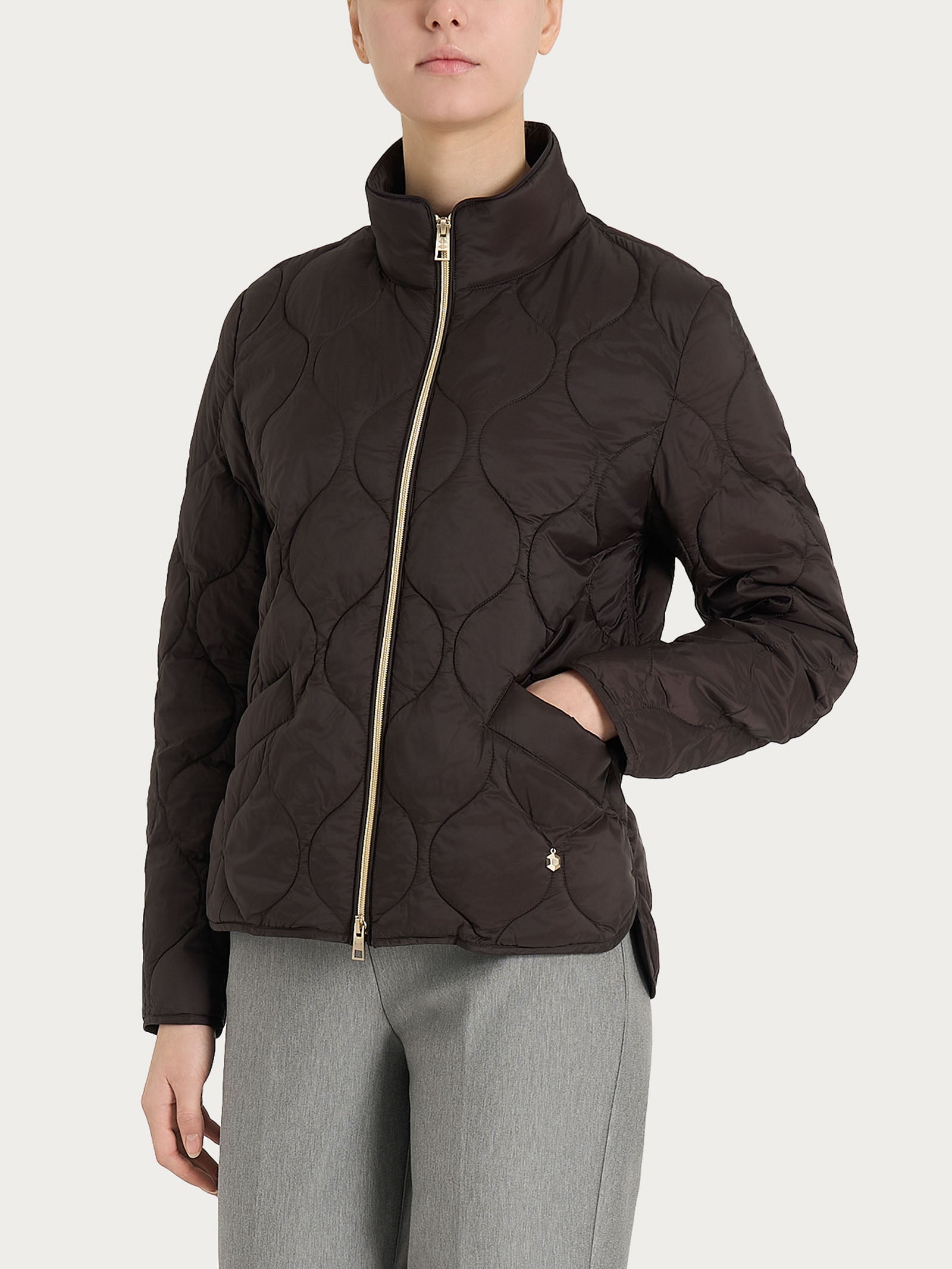 Piumino puffer Onion Quilt con manica lunga Marroni Donna - Ragno