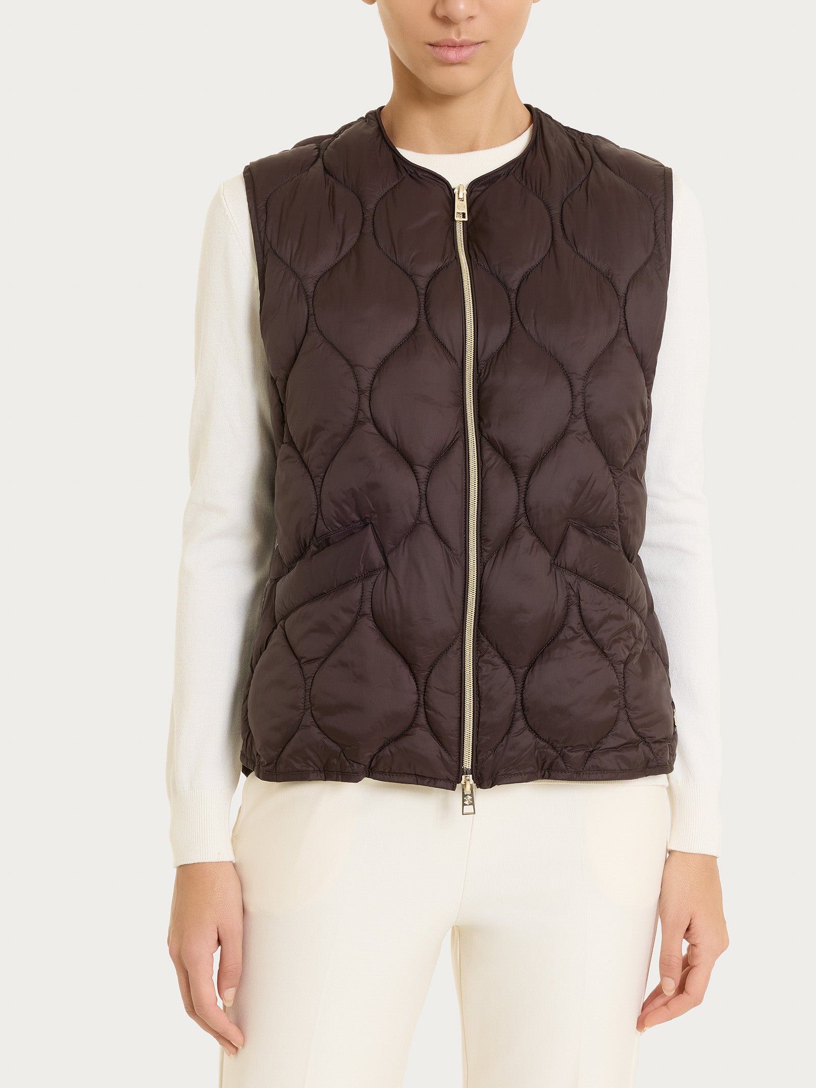 Piumino puffer Smanicato Onion Quilt Marroni Donna - Ragno