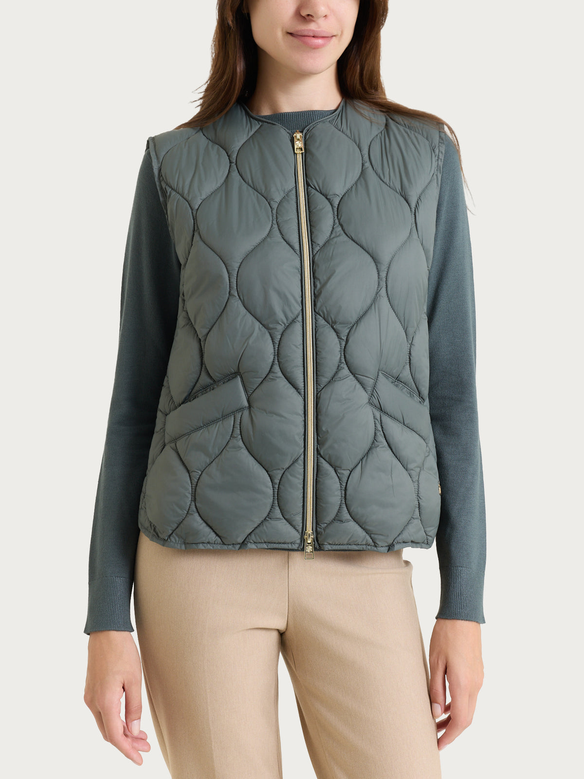 Piumino puffer Smanicato Onion Quilt Grigi Donna - Ragno