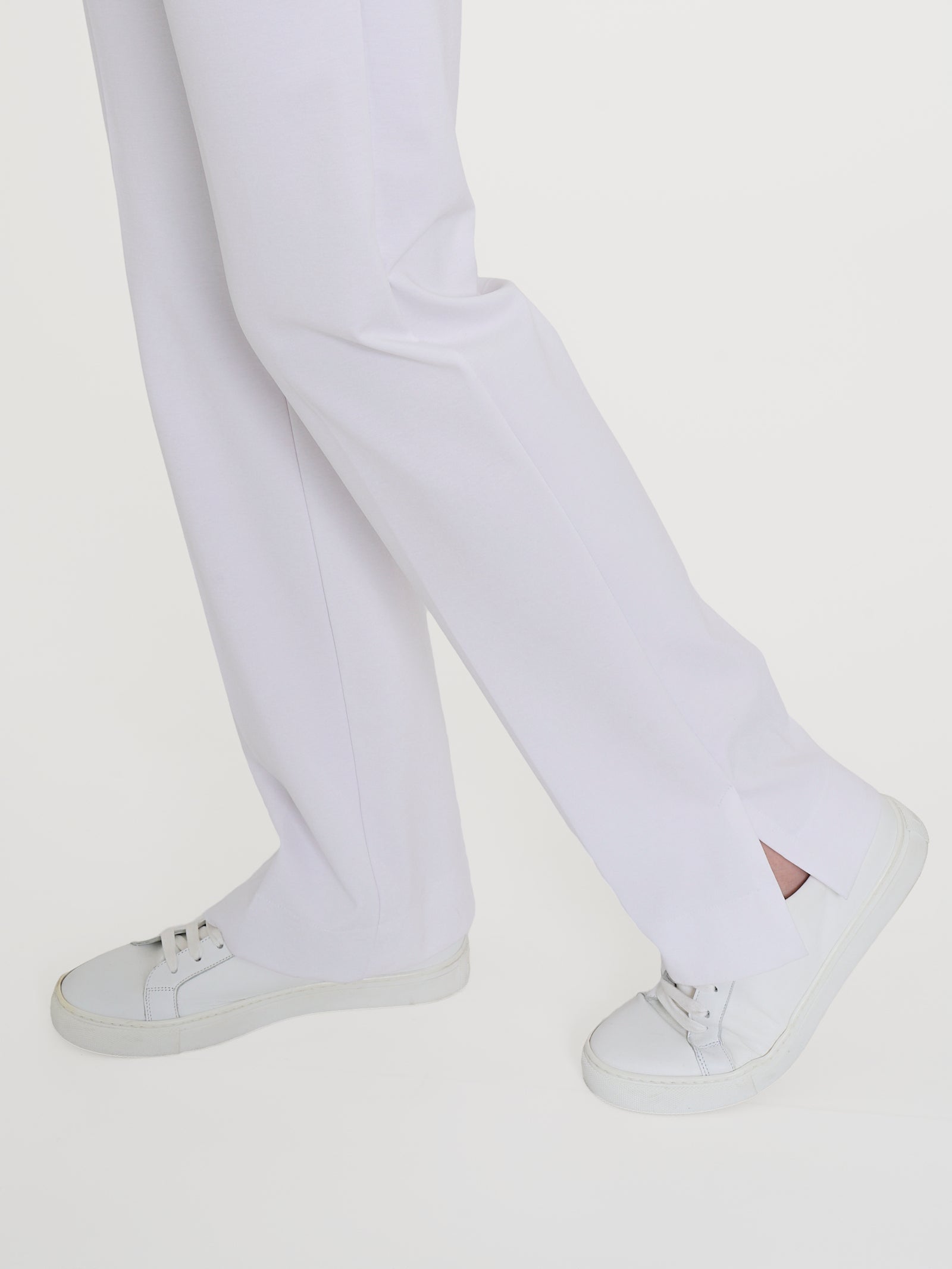 Pantalone dritto con tasche e spacchetto in Compact Light Bianchi Donna - Ragno