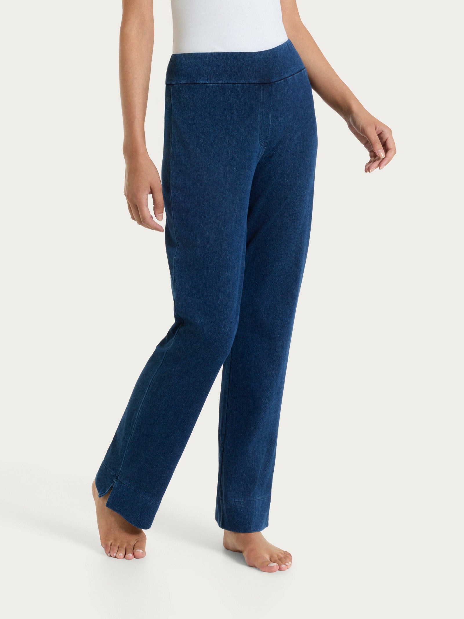 beYOUtiful Homewear – Leggings a gamba dritta in maglia denim Blu Donna - Ragno