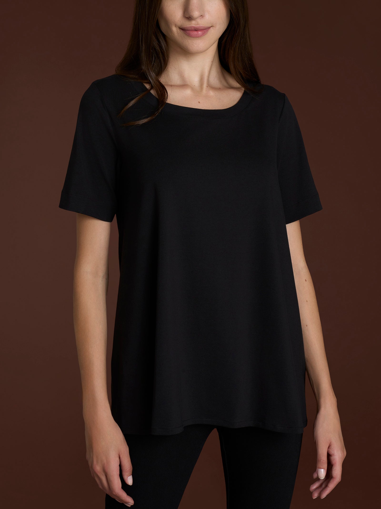 beYOUtiful Homewear – Maglietta girocollo in cotone elasticizzato  Neri Donna - Ragno