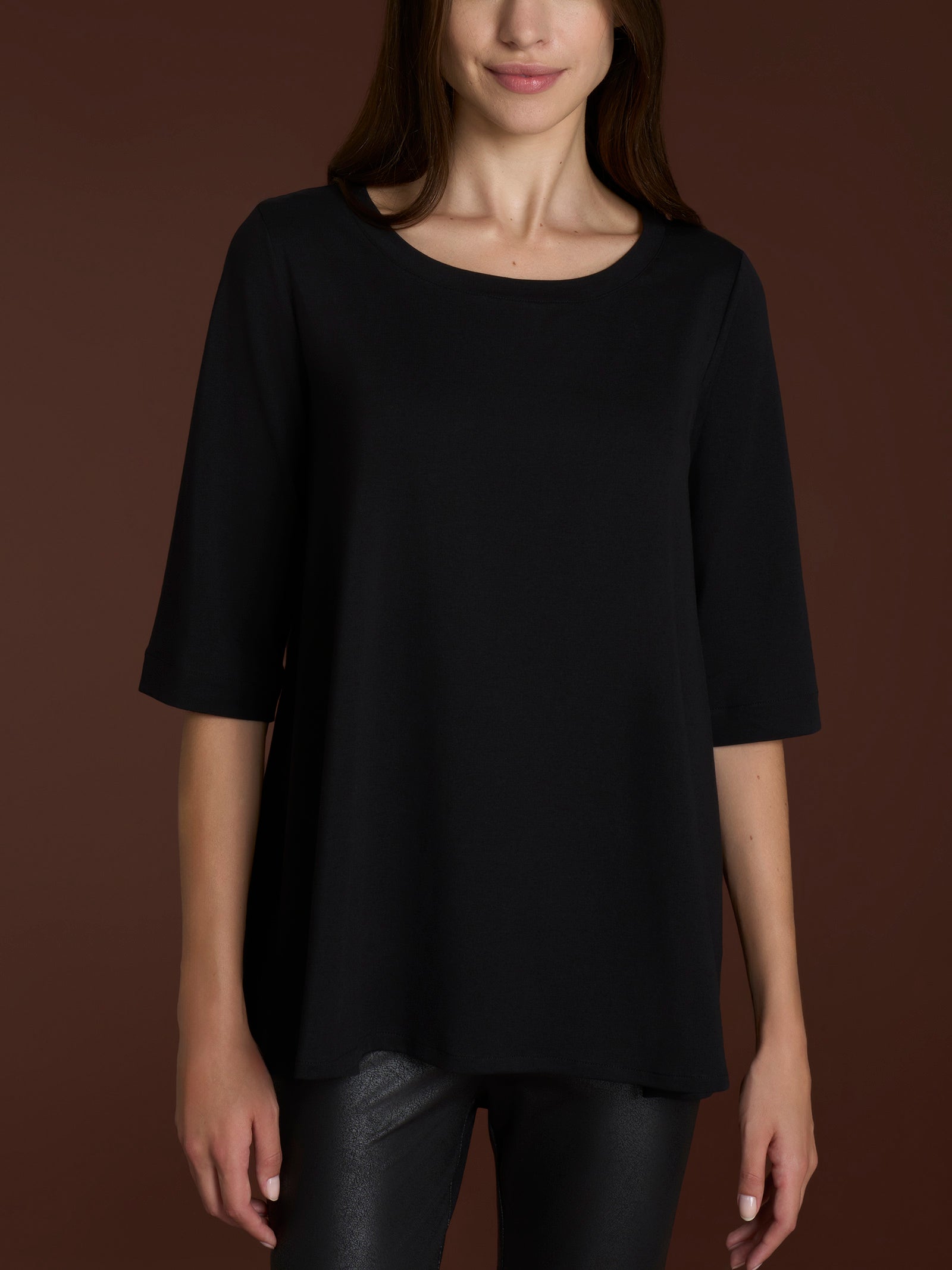 beYOUtiful Homewear – Maglietta con manica 3/4 in cotone elasticizzato  Neri Donna - Ragno