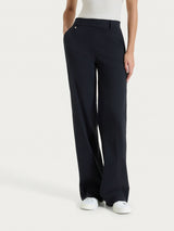 Pantalone ampio con tasche e risvolto in Super Fresh Neri Donna - Ragno