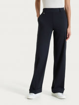 Pantalone ampio con tasche e risvolto in Super Fresh Neri Donna - Ragno