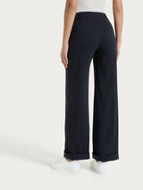 Pantalone ampio con tasche e risvolto in Super Fresh Neri Donna - Ragno