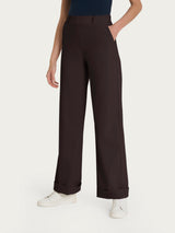 Pantalone ampio con tasche e risvolto in Super Fresh Marroni Donna - Ragno