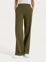 Pantalone ampio con tasche e risvolto in Super Fresh Verdi Donna - Ragno