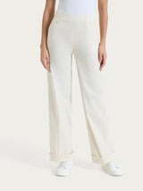 Pantalone ampio con tasche e risvolto in Super Fresh Bianchi Donna - Ragno