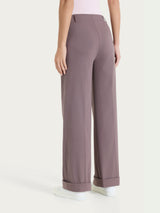 Pantalone ampio con tasche e risvolto in Super Fresh Marroni Donna - Ragno