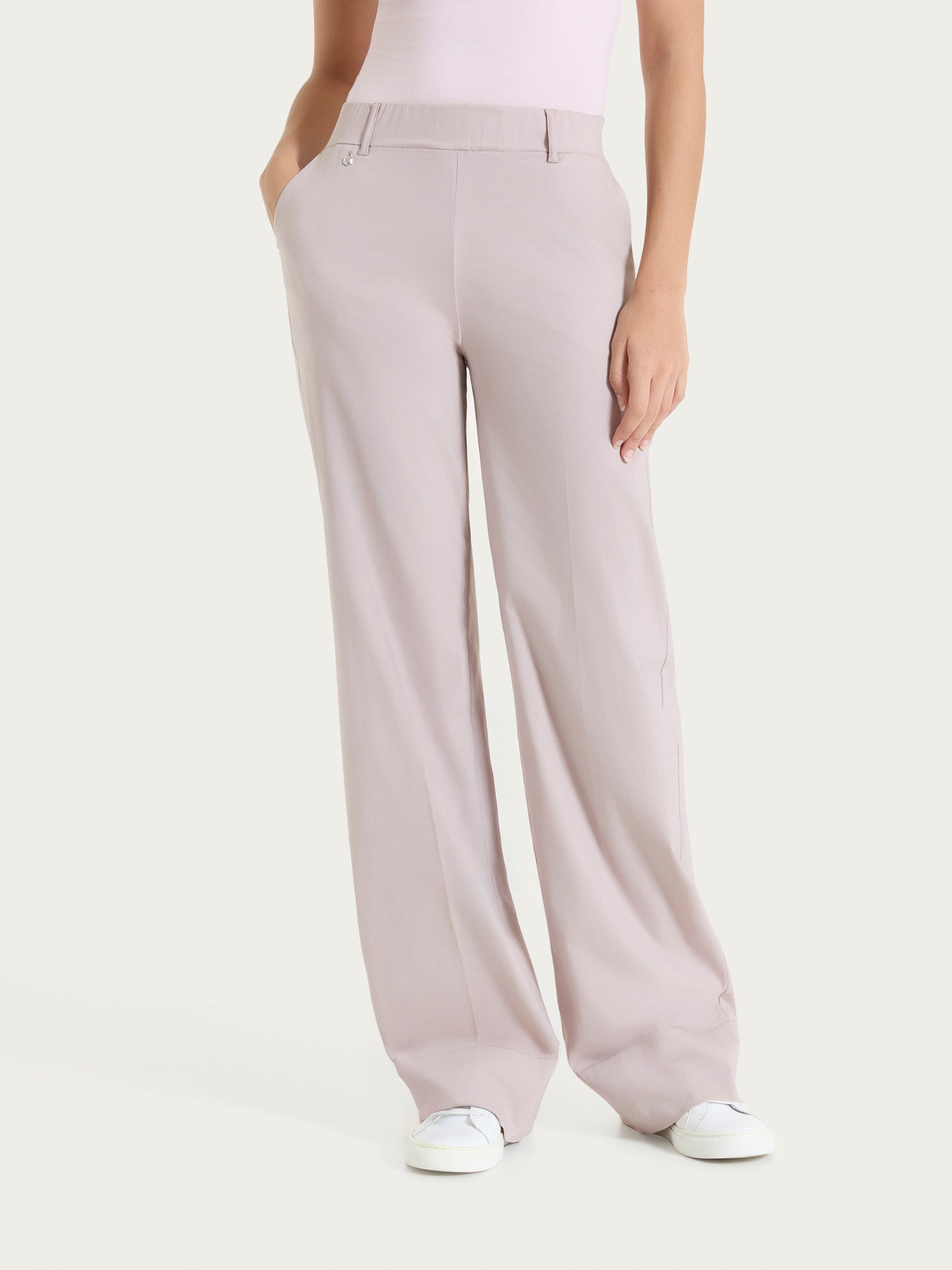 Pantalone ampio con tasche e risvolto in Super Fresh Rosa Donna - Ragno