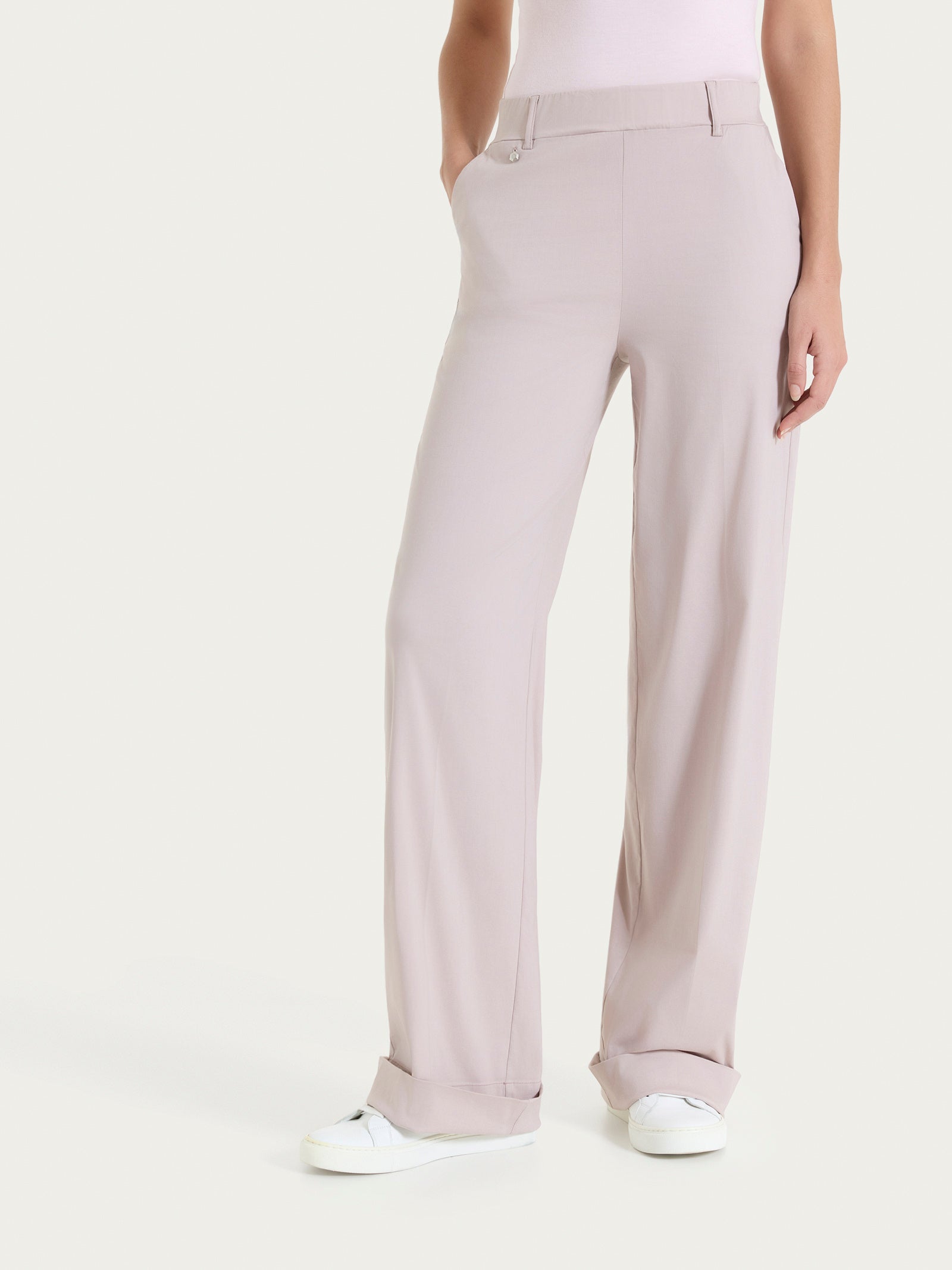 Pantalone ampio con tasche e risvolto in Super Fresh Rosa Donna - Ragno