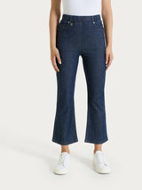 Jeans flare alla caviglia con tasche e strass in Light denim Viola Donna - Ragno