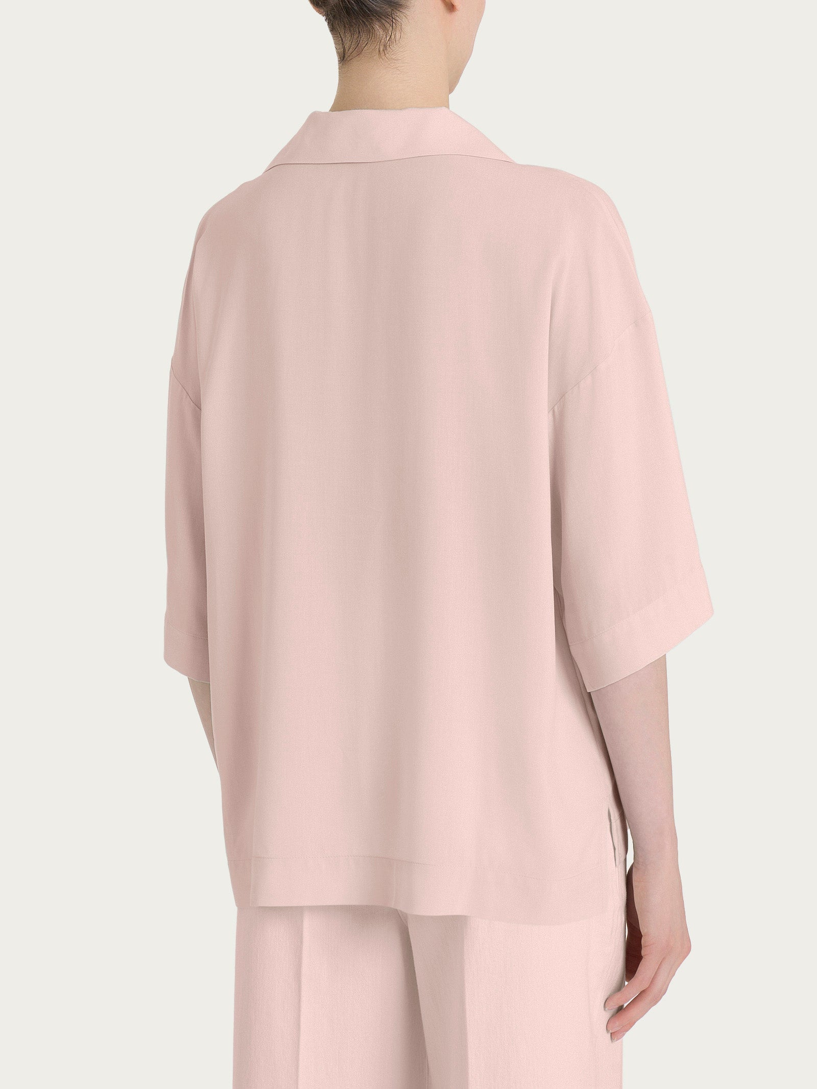 Blusa con colletto polo in EcoSeta Rosa Donna - Ragno