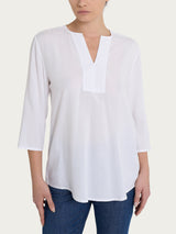 Blusa con scollo a V e manica 3/4 in Ecoseta Bianchi Donna - Ragno