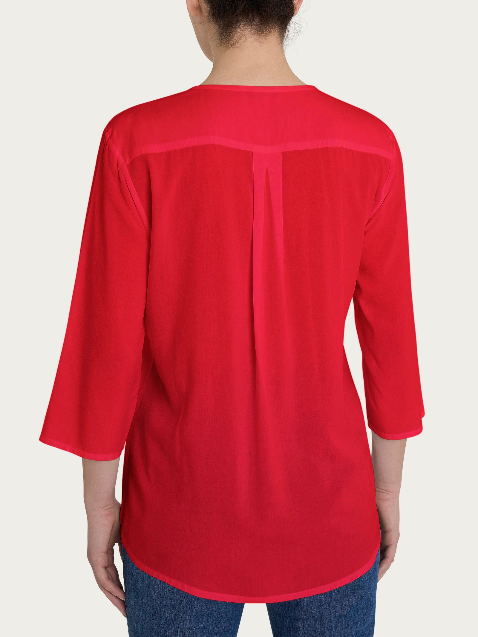 Blusa con scollo a V e manica 3/4 in Ecoseta Rossi Donna - Ragno