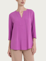 Blusa con scollo a V e manica 3/4 in Ecoseta Viola Donna - Ragno