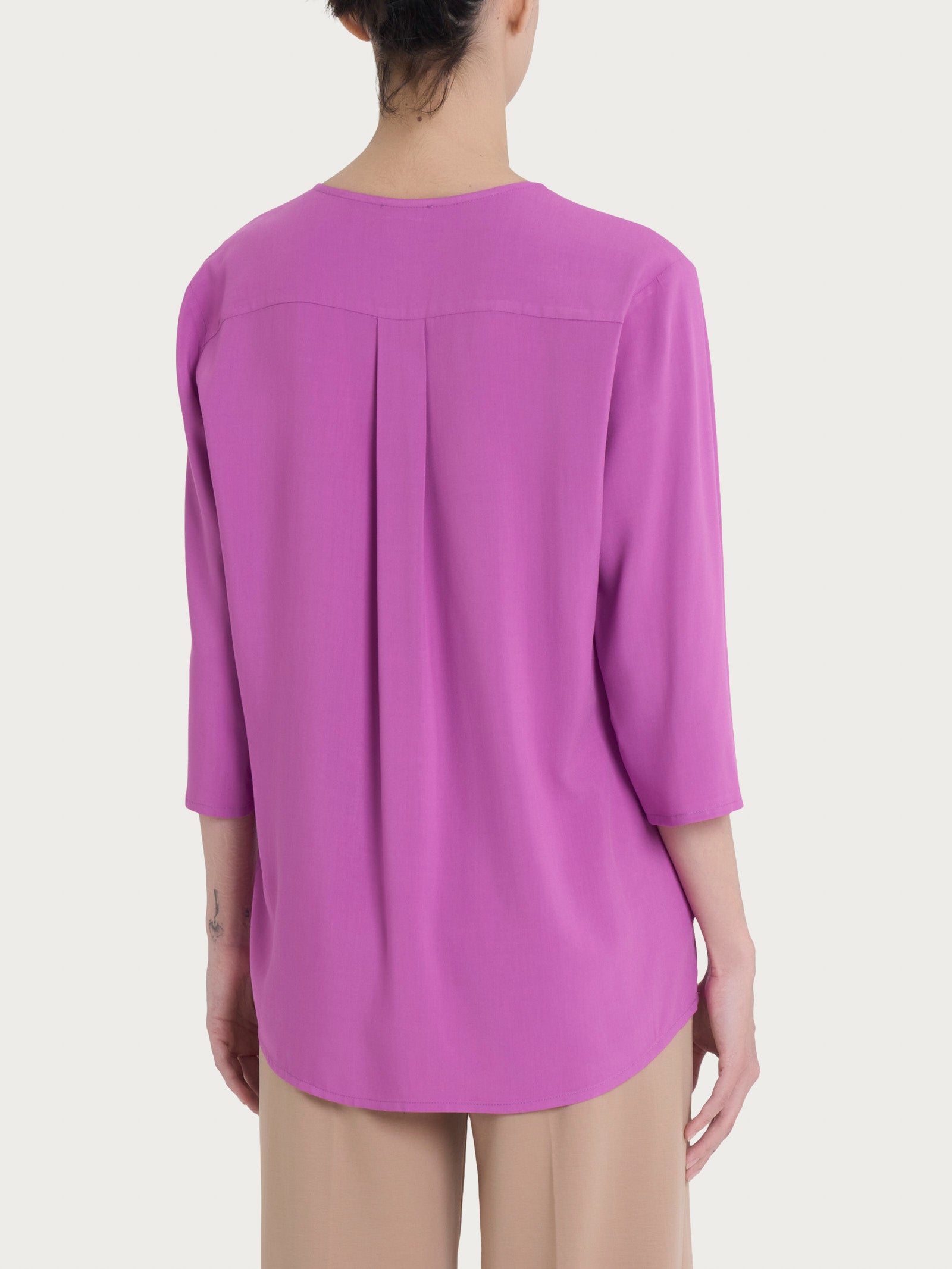 Blusa con scollo a V e manica 3/4 in Ecoseta  Donna - Ragno