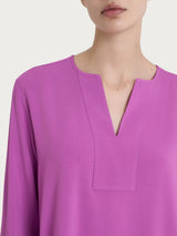 Blusa con scollo a V e manica 3/4 in Ecoseta  Donna - Ragno